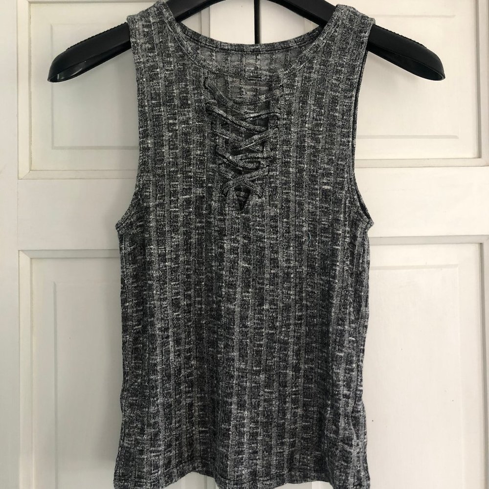 AEO Heather Grey Ribbed Long Crop Top